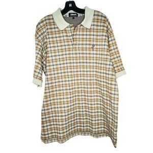 Vintage Ashworth Embroidered Made In The U.S.A Cotton Brown Plaid Polo Shirt